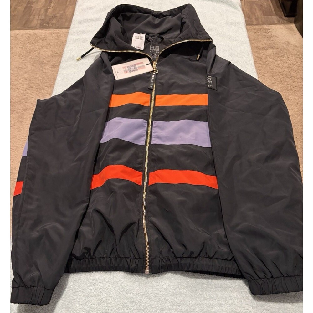 P.E Nation Colorblock Windbreaker Jacket Womenās Medium Black Orange Purple NWT